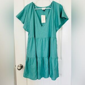 Universal Thread Women’s Teal V-Neck Tiered Dress